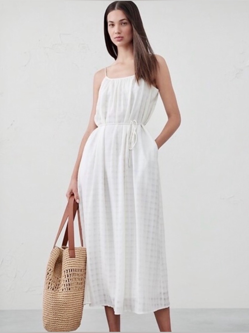 Banana Republic Jacquard Maxi Dress White Small